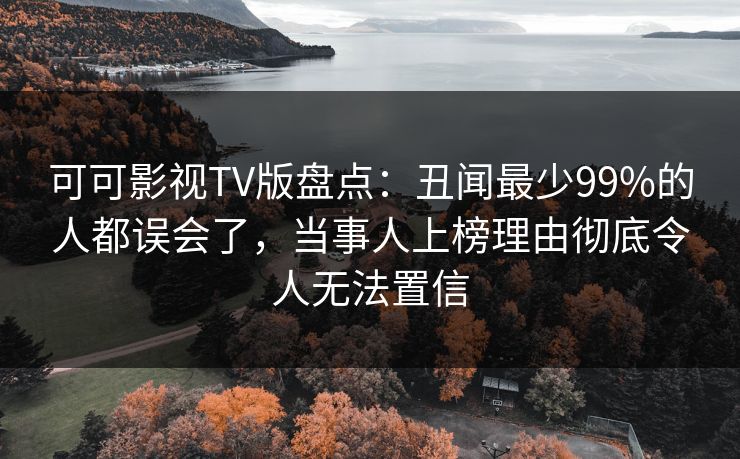 可可影视TV版盘点：丑闻最少99%的人都误会了，当事人上榜理由彻底令人无法置信