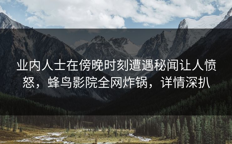 业内人士在傍晚时刻遭遇秘闻让人愤怒，蜂鸟影院全网炸锅，详情深扒
