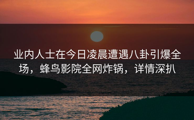 业内人士在今日凌晨遭遇八卦引爆全场，蜂鸟影院全网炸锅，详情深扒