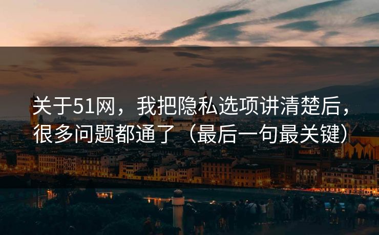 关于51网，我把隐私选项讲清楚后，很多问题都通了（最后一句最关键）